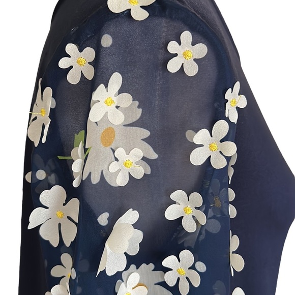 Anthropologie Eva Franco Becky Navy Blue White Daisy Appliqué Top - XS - Picture 9 of 16